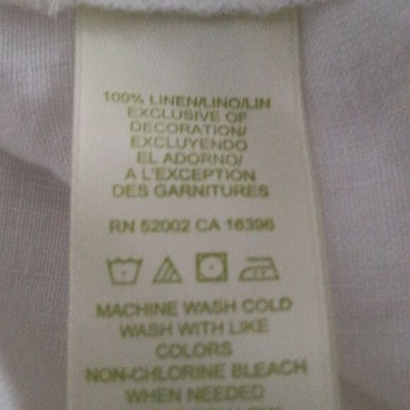 Sigrid Olsen off white 100% linen button down  casual business blouse Sz L EUC - Picture 6 of 6
